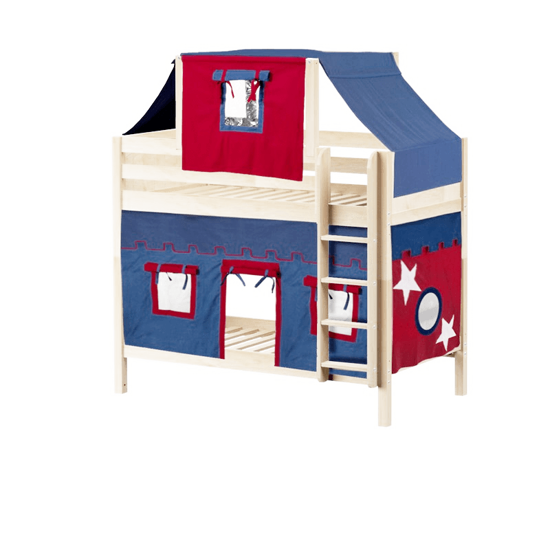 Maxtrix Twin Medium Bunk Bed with Straight Ladder, Top Tent + Curtain