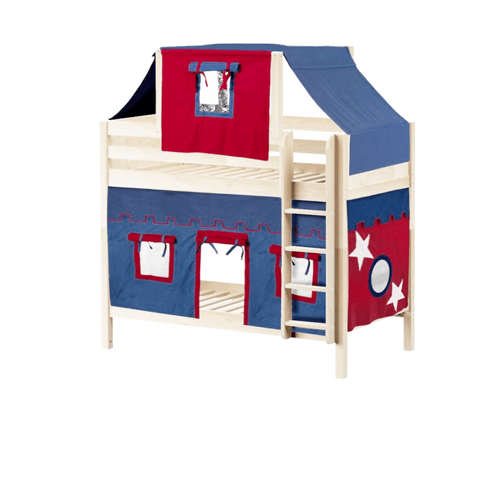 Maxtrix Twin Medium Bunk Bed with Straight Ladder, Top Tent + Curtain