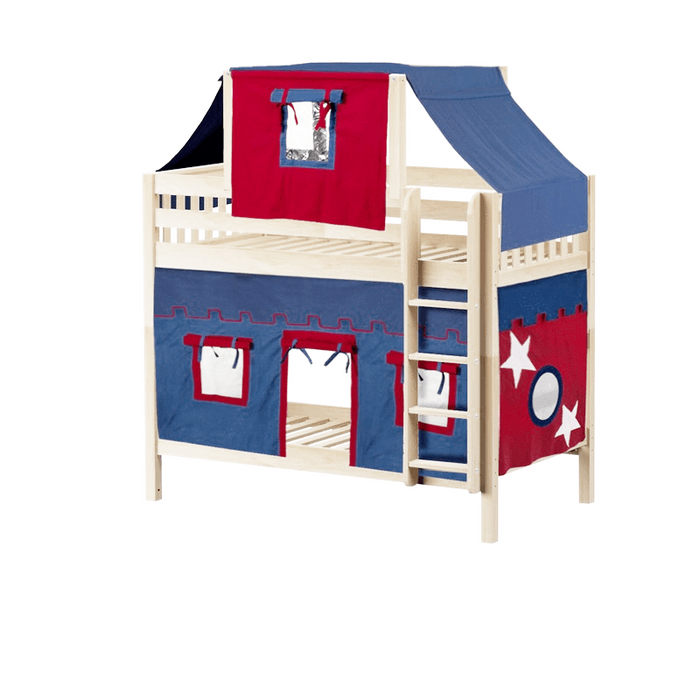 Maxtrix Twin Medium Bunk Bed with Straight Ladder, Top Tent + Curtain