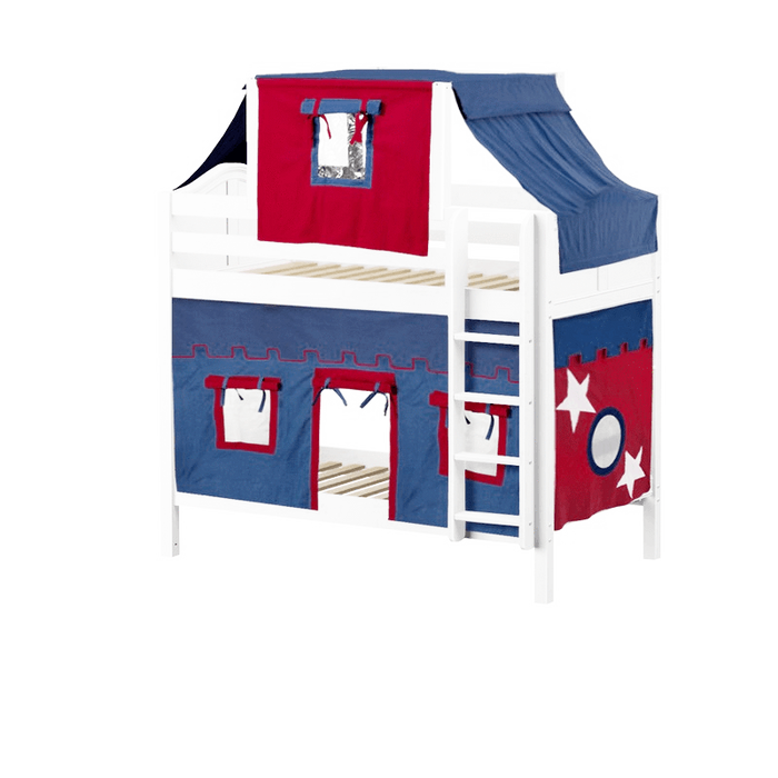 Maxtrix Twin Medium Bunk Bed with Straight Ladder, Top Tent + Curtain