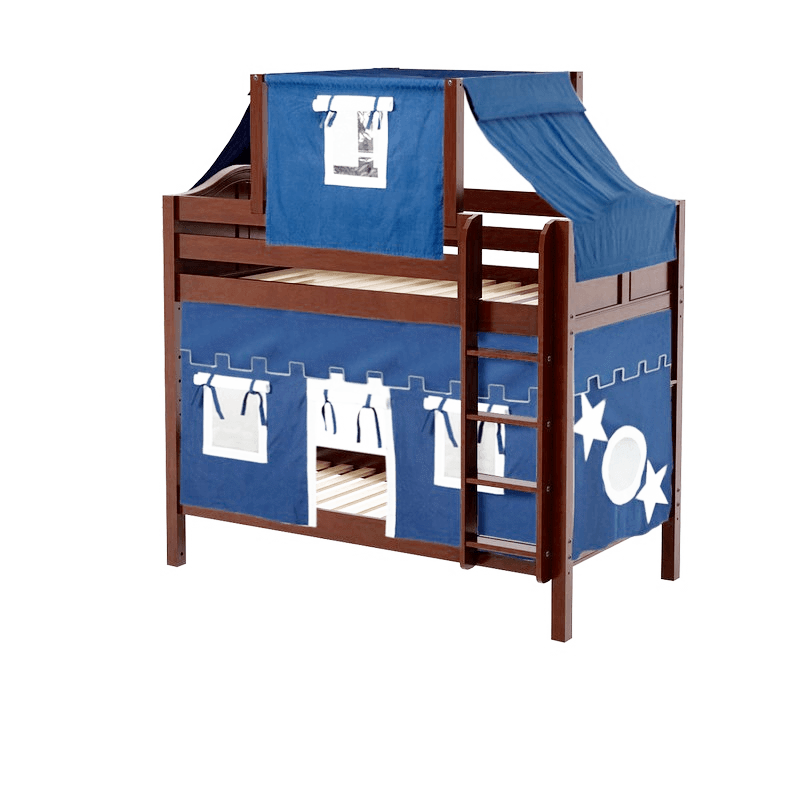 Maxtrix Twin Medium Bunk Bed with Straight Ladder, Top Tent + Curtain