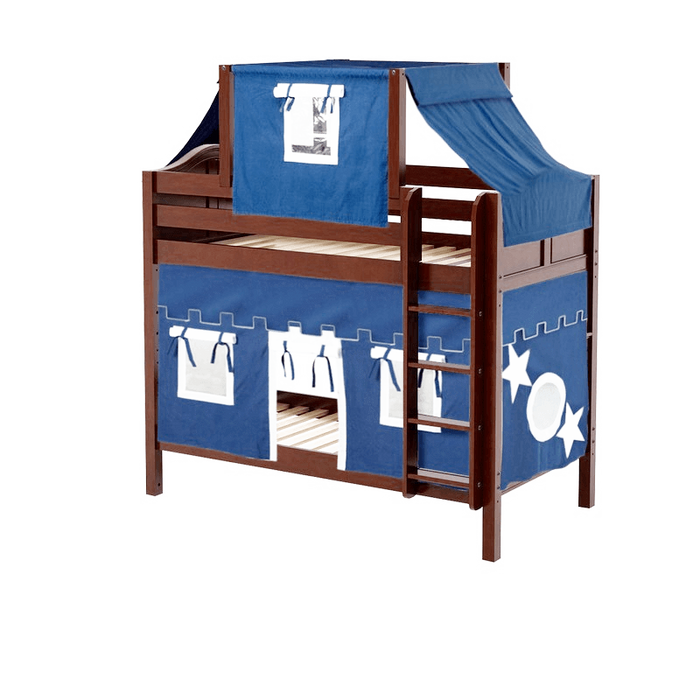 Maxtrix Twin Medium Bunk Bed with Straight Ladder, Top Tent + Curtain