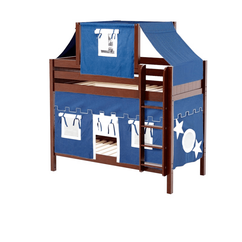 Maxtrix Twin Medium Bunk Bed with Straight Ladder, Top Tent + Curtain