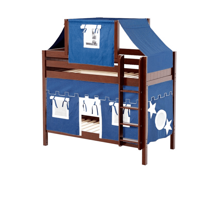 Maxtrix Twin Medium Bunk Bed with Straight Ladder, Top Tent + Curtain