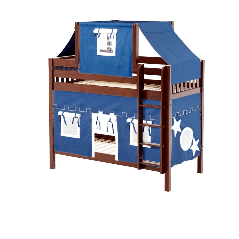 Maxtrix Twin Medium Bunk Bed with Straight Ladder, Top Tent + Curtain