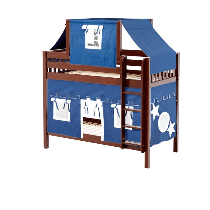 Maxtrix Twin Medium Bunk Bed with Straight Ladder, Top Tent + Curtain