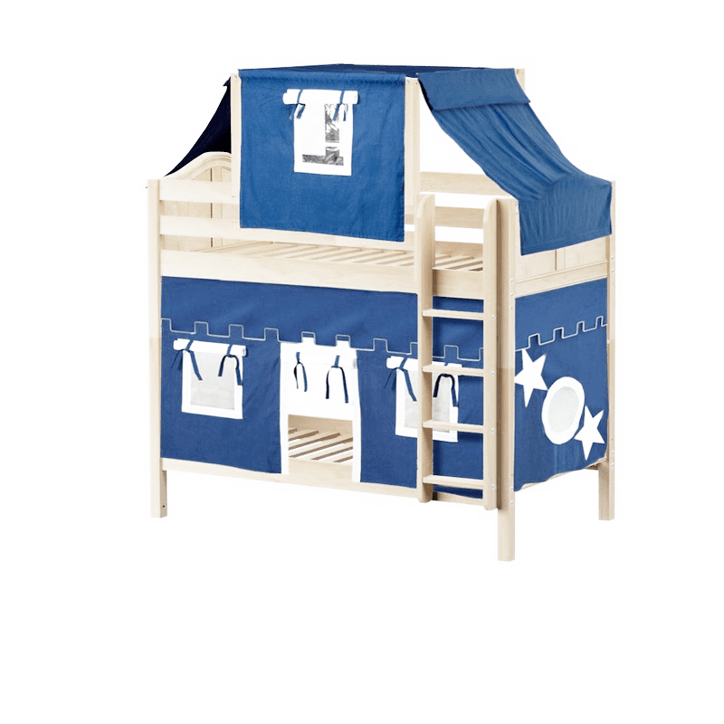 Maxtrix Twin Medium Bunk Bed with Straight Ladder, Top Tent + Curtain