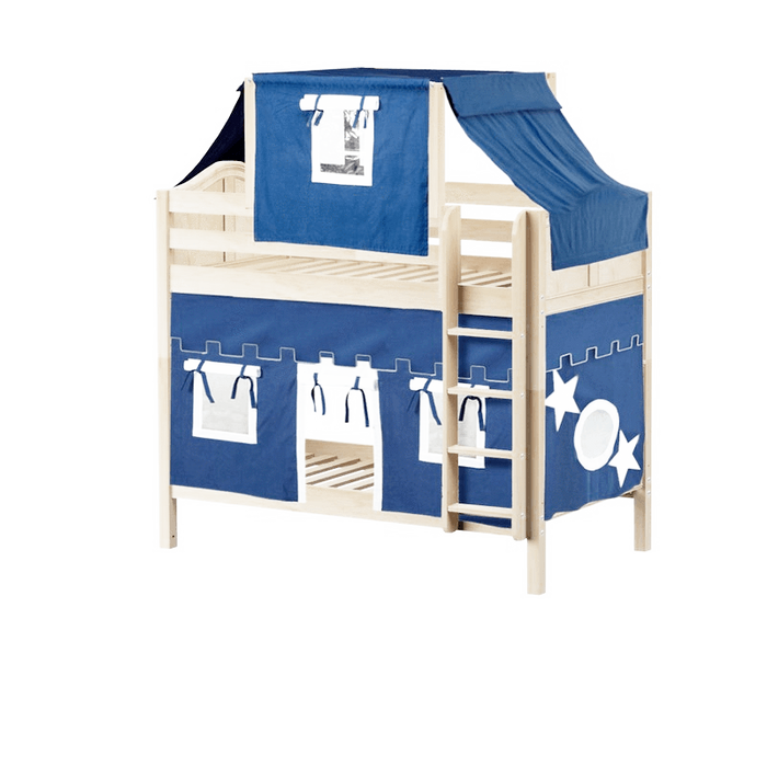 Maxtrix Twin Medium Bunk Bed with Straight Ladder, Top Tent + Curtain