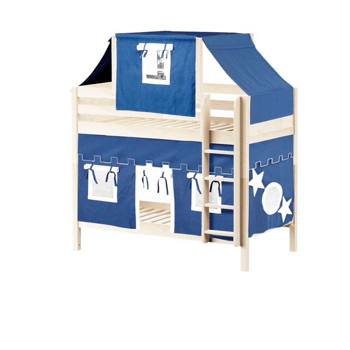 Maxtrix Twin Medium Bunk Bed with Straight Ladder, Top Tent + Curtain
