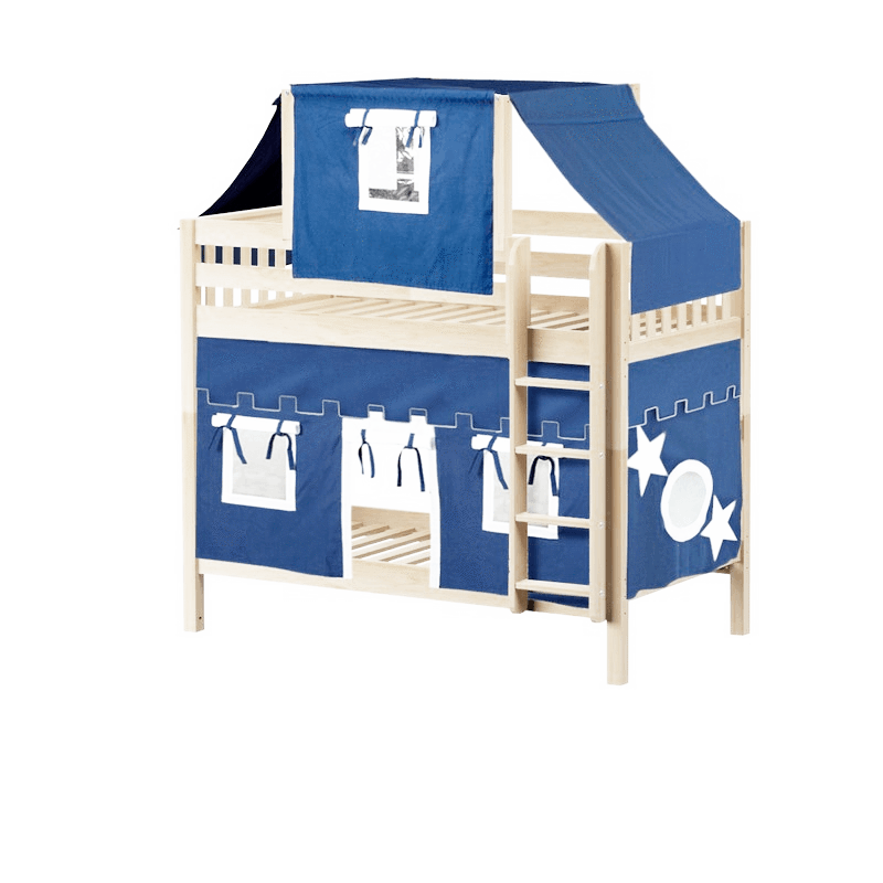 Maxtrix Twin Medium Bunk Bed with Straight Ladder, Top Tent + Curtain