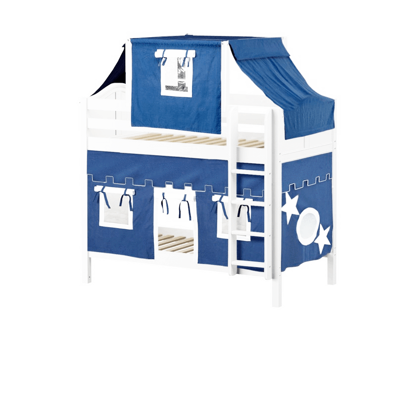 Maxtrix Twin Medium Bunk Bed with Straight Ladder, Top Tent + Curtain