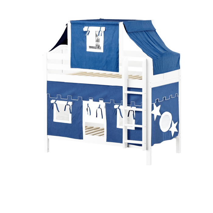 Maxtrix Twin Medium Bunk Bed with Straight Ladder, Top Tent + Curtain