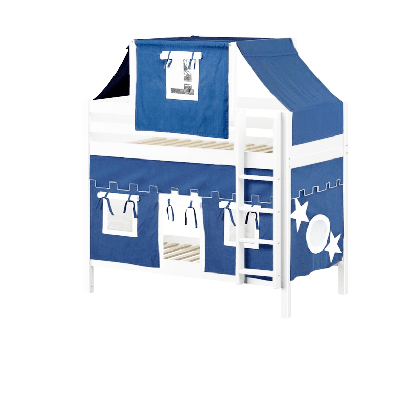 Maxtrix Twin Medium Bunk Bed with Straight Ladder, Top Tent + Curtain