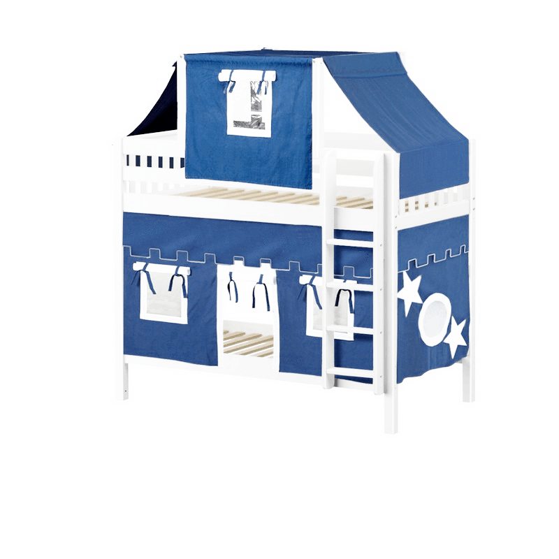 Maxtrix Twin Medium Bunk Bed with Straight Ladder, Top Tent + Curtain