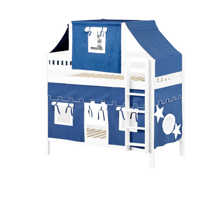 Maxtrix Twin Medium Bunk Bed with Straight Ladder, Top Tent + Curtain