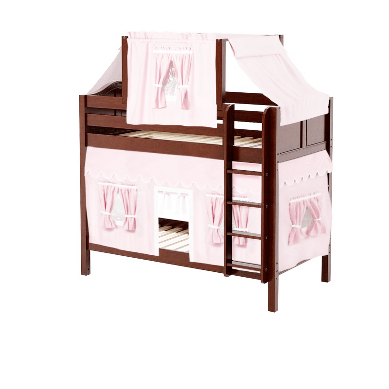 Maxtrix Twin Medium Bunk Bed with Straight Ladder, Top Tent + Curtain