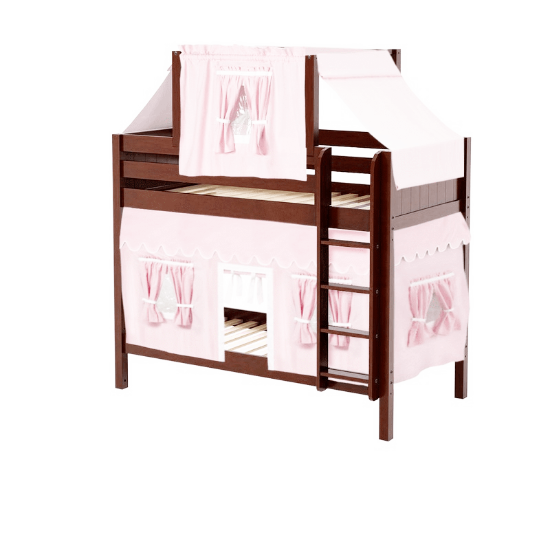 Maxtrix Twin Medium Bunk Bed with Straight Ladder, Top Tent + Curtain