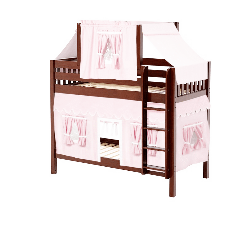 Maxtrix Twin Medium Bunk Bed with Straight Ladder, Top Tent + Curtain