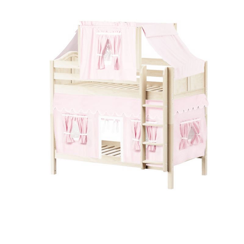 Maxtrix Twin Medium Bunk Bed with Straight Ladder, Top Tent + Curtain