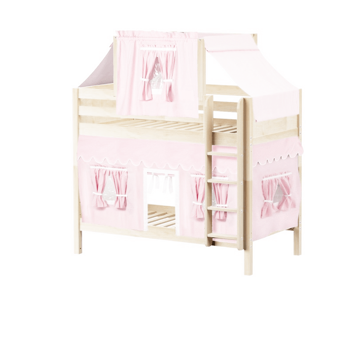 Maxtrix Twin Medium Bunk Bed with Straight Ladder, Top Tent + Curtain