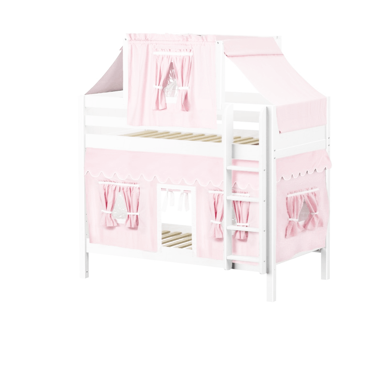 Maxtrix Twin Medium Bunk Bed with Straight Ladder, Top Tent + Curtain