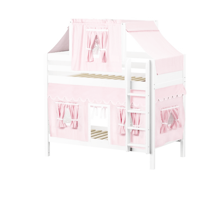 Maxtrix Twin Medium Bunk Bed with Straight Ladder, Top Tent + Curtain