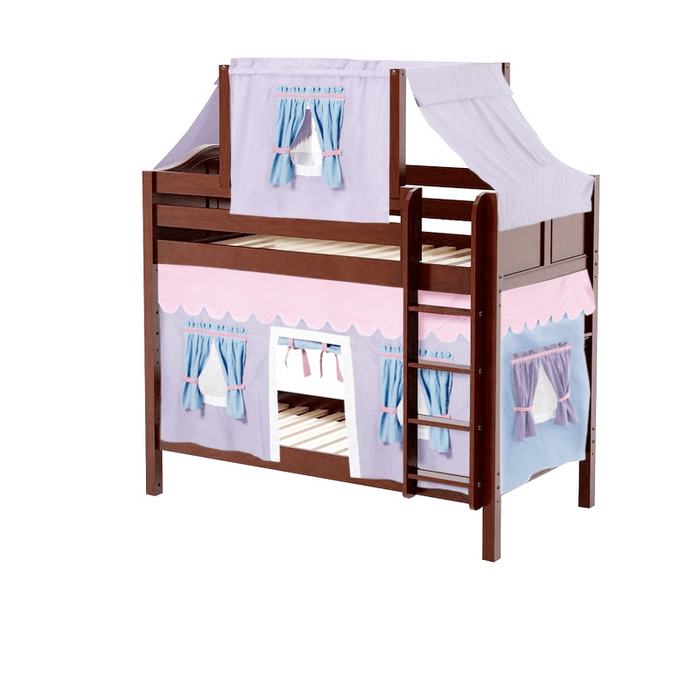 Maxtrix Twin Medium Bunk Bed with Straight Ladder, Top Tent + Curtain