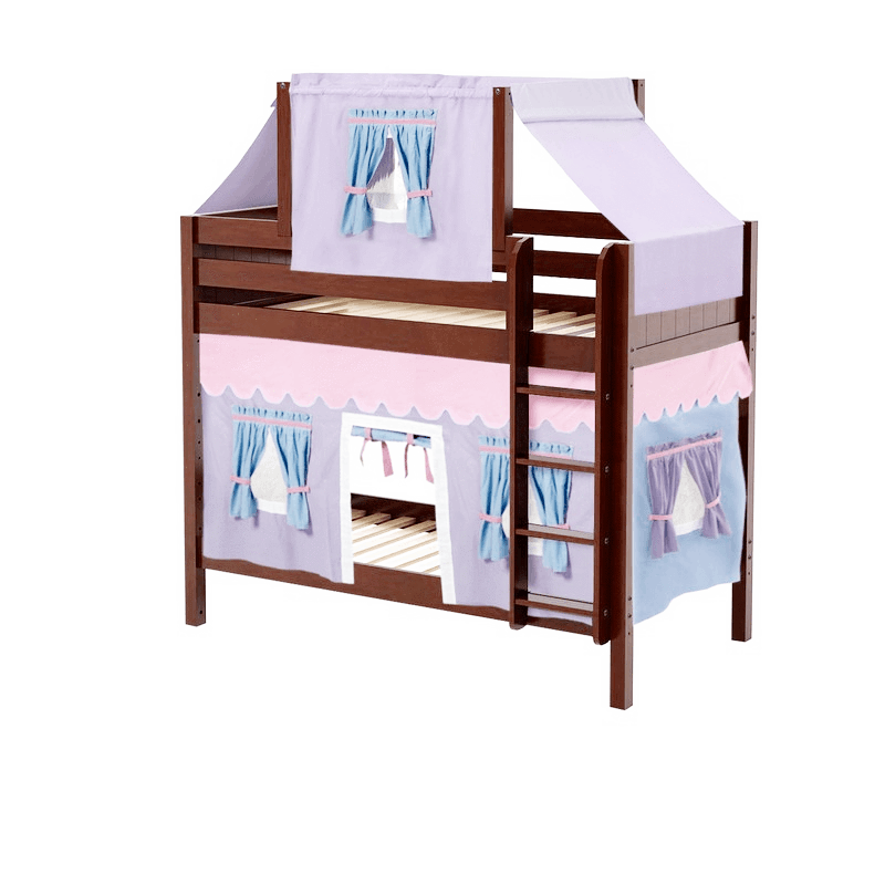 Maxtrix Twin Medium Bunk Bed with Straight Ladder, Top Tent + Curtain