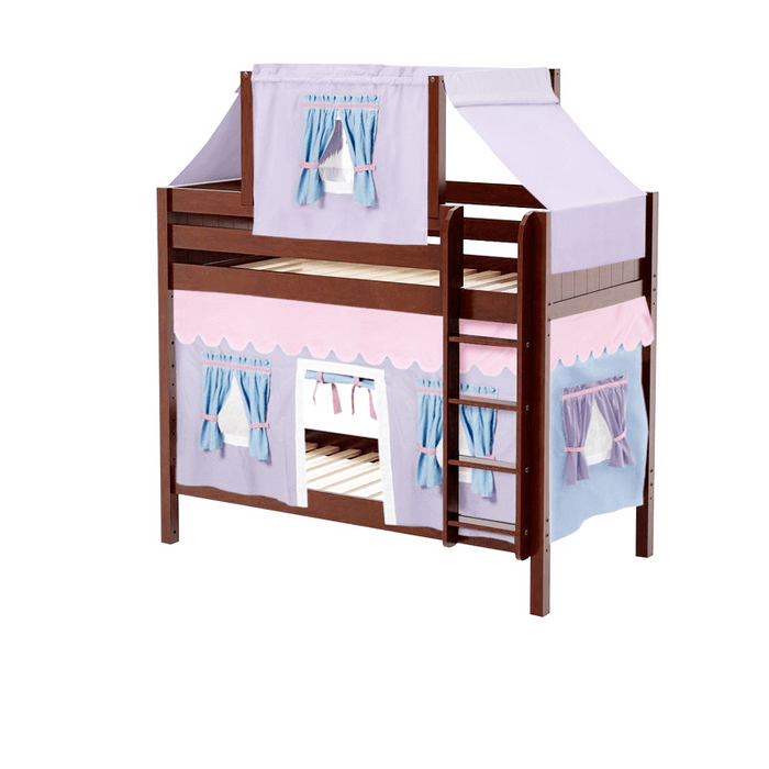 Maxtrix Twin Medium Bunk Bed with Straight Ladder, Top Tent + Curtain