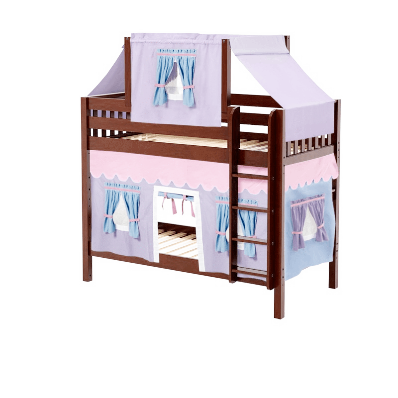 Maxtrix Twin Medium Bunk Bed with Straight Ladder, Top Tent + Curtain