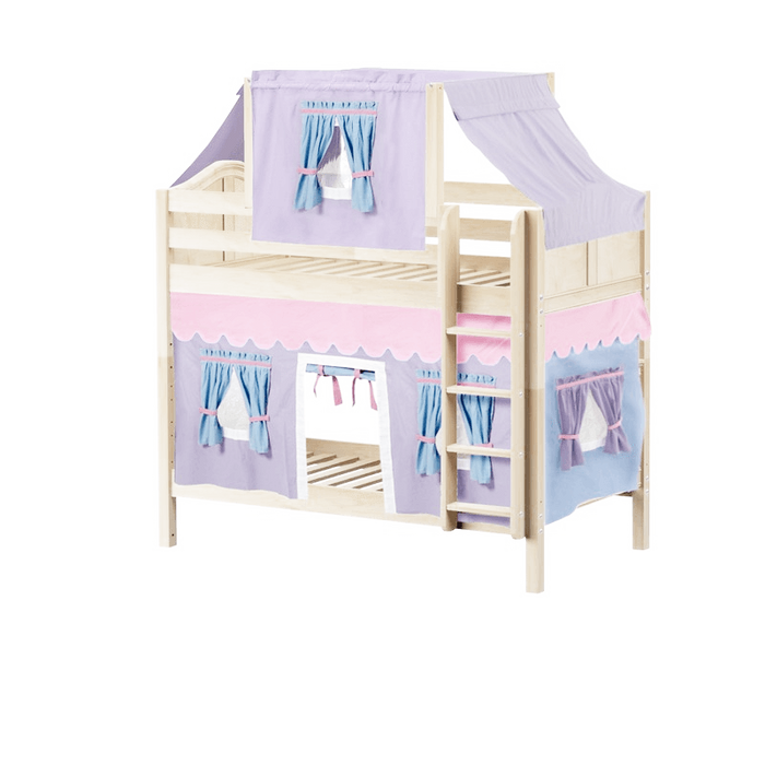 Maxtrix Twin Medium Bunk Bed with Straight Ladder, Top Tent + Curtain