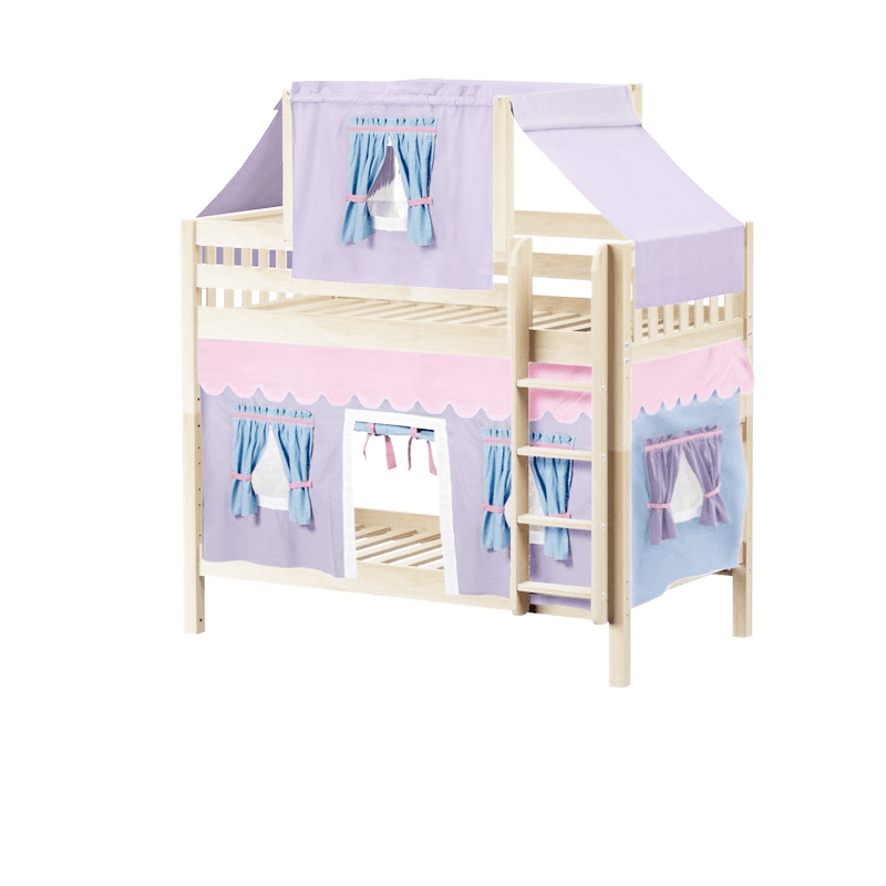 Maxtrix Twin Medium Bunk Bed with Straight Ladder, Top Tent + Curtain