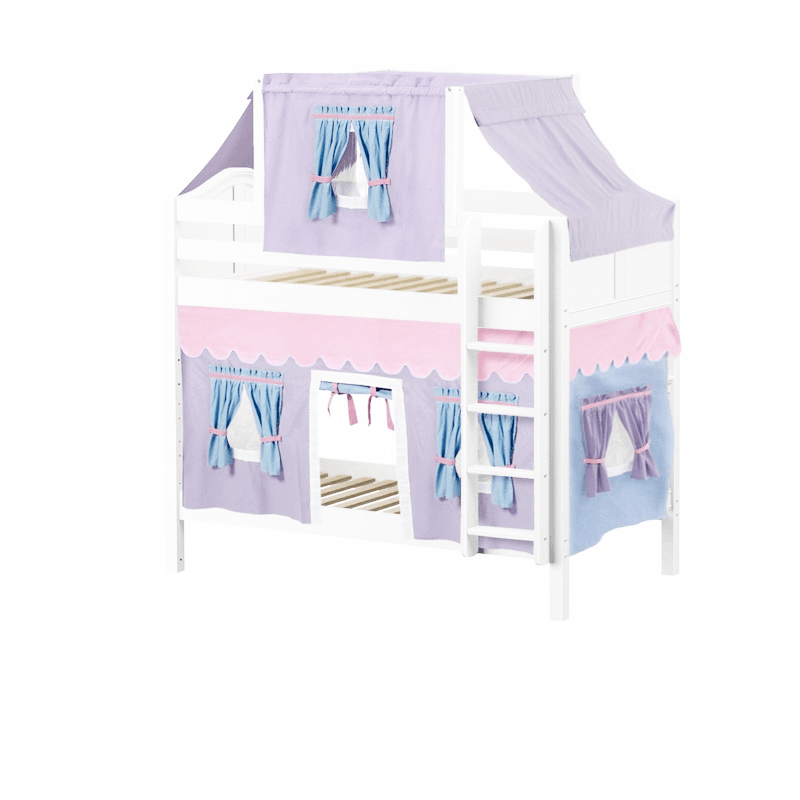Maxtrix Twin Medium Bunk Bed with Straight Ladder, Top Tent + Curtain