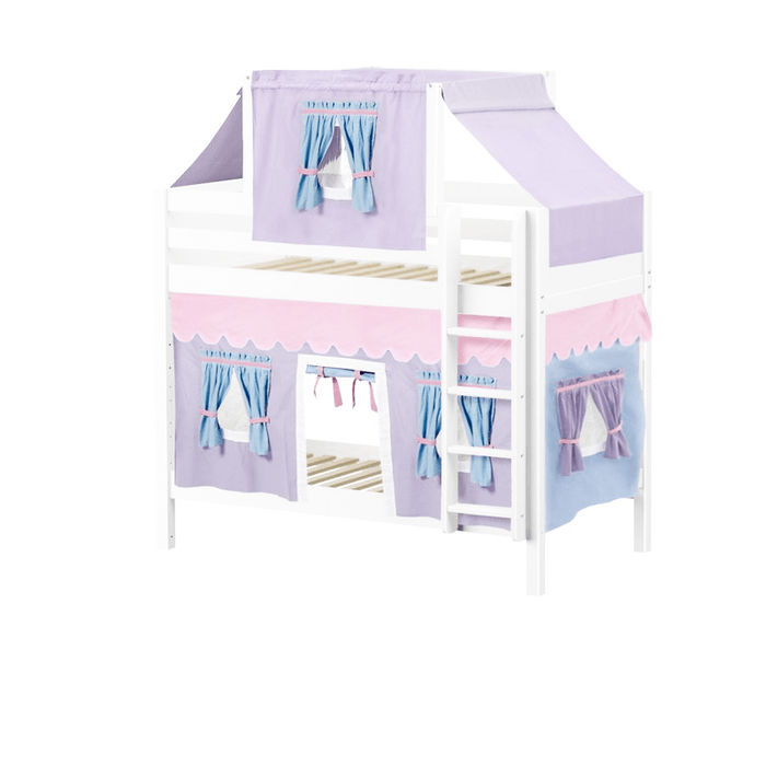 Maxtrix Twin Medium Bunk Bed with Straight Ladder, Top Tent + Curtain