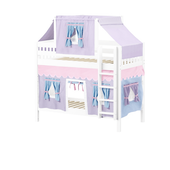 Maxtrix Twin Medium Bunk Bed with Straight Ladder, Top Tent + Curtain