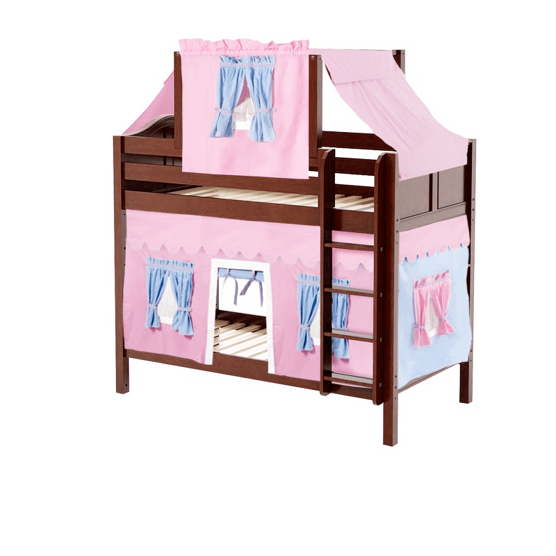 Maxtrix Twin Medium Bunk Bed with Straight Ladder, Top Tent + Curtain