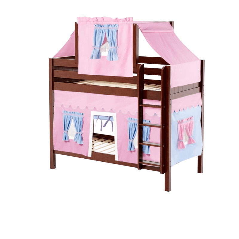 Maxtrix Twin Medium Bunk Bed with Straight Ladder, Top Tent + Curtain