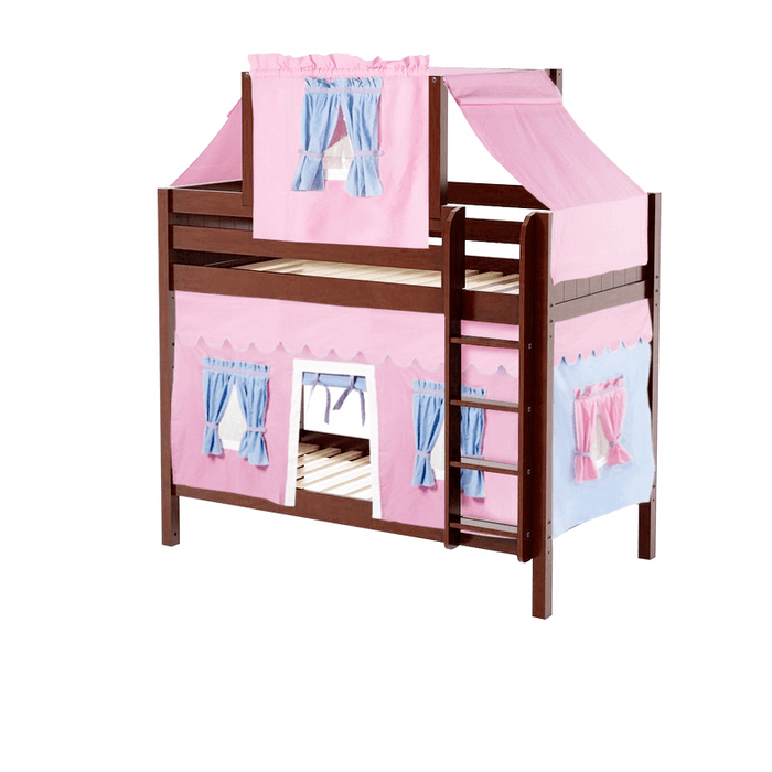 Maxtrix Twin Medium Bunk Bed with Straight Ladder, Top Tent + Curtain