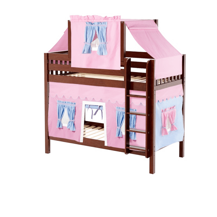 Maxtrix Twin Medium Bunk Bed with Straight Ladder, Top Tent + Curtain