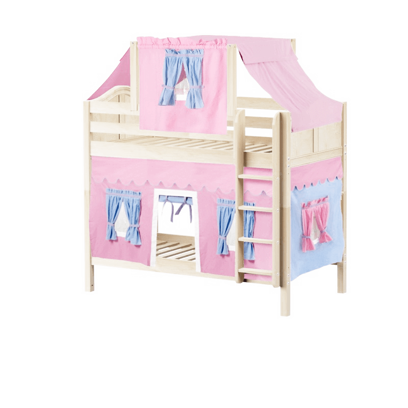 Maxtrix Twin Medium Bunk Bed with Straight Ladder, Top Tent + Curtain