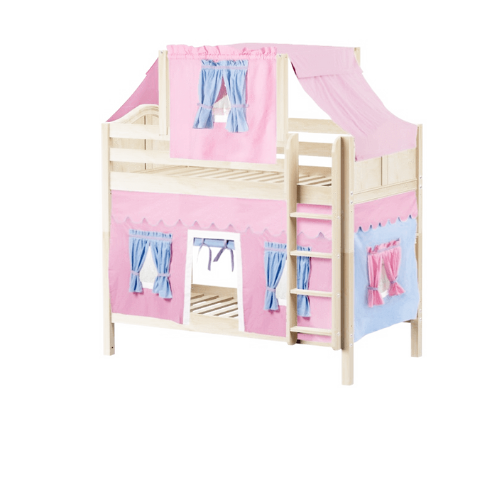 Maxtrix Twin Medium Bunk Bed with Straight Ladder, Top Tent + Curtain