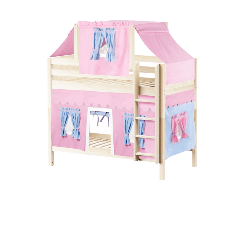 Maxtrix Twin Medium Bunk Bed with Straight Ladder, Top Tent + Curtain