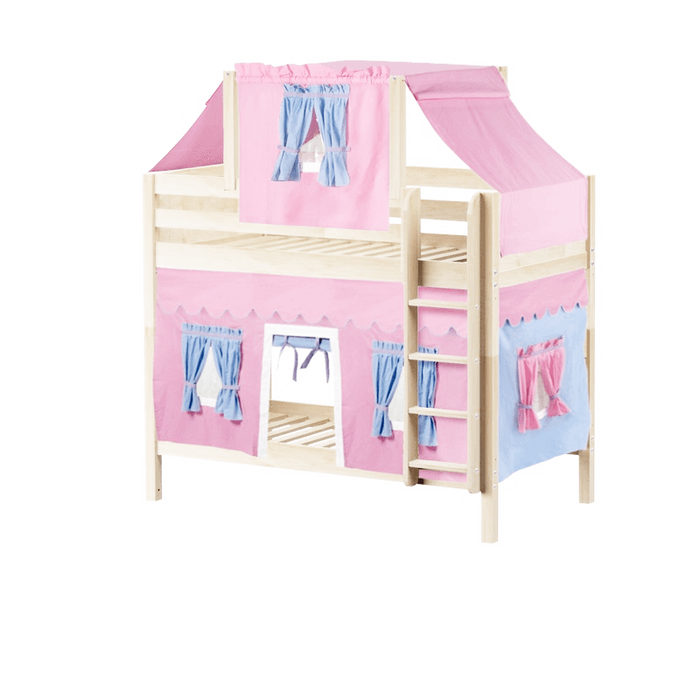 Maxtrix Twin Medium Bunk Bed with Straight Ladder, Top Tent + Curtain