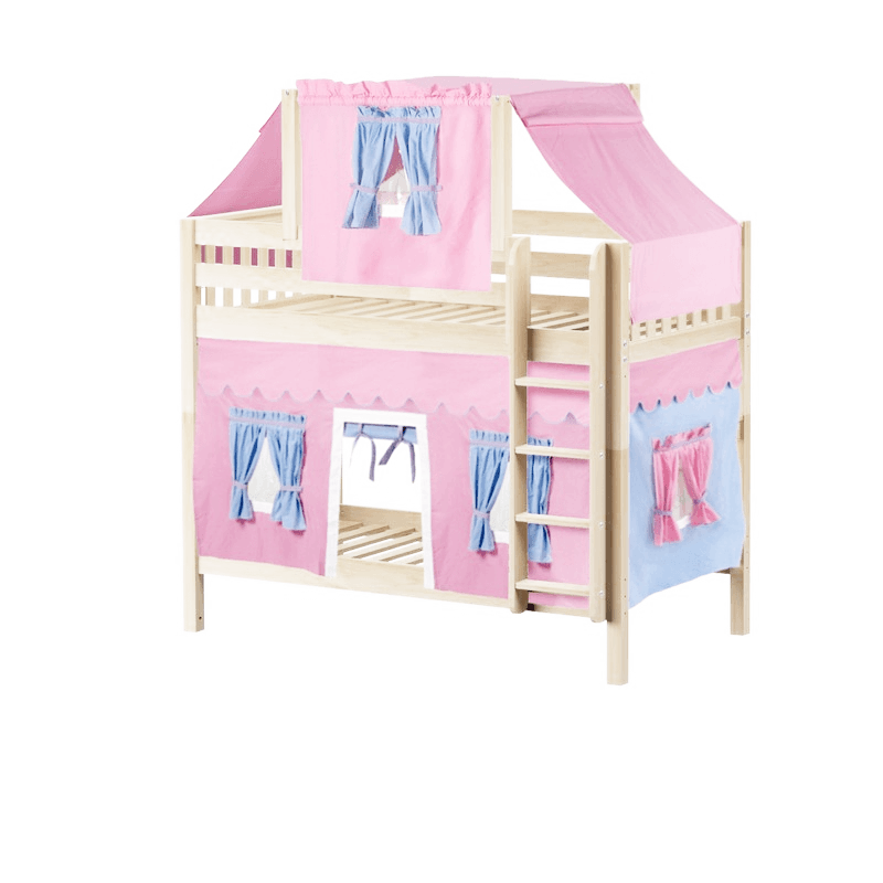 Maxtrix Twin Medium Bunk Bed with Straight Ladder, Top Tent + Curtain