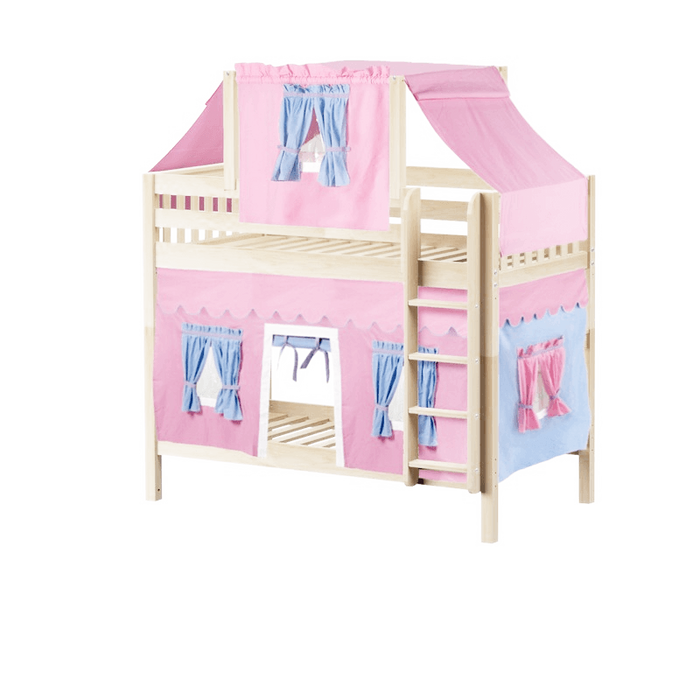 Maxtrix Twin Medium Bunk Bed with Straight Ladder, Top Tent + Curtain