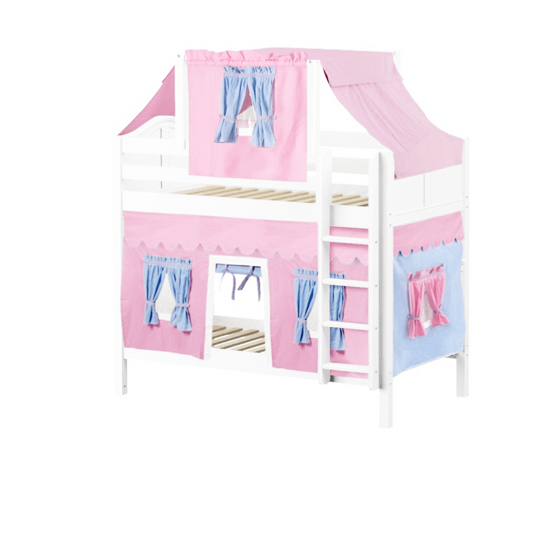 Maxtrix Twin Medium Bunk Bed with Straight Ladder, Top Tent + Curtain