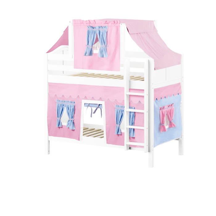 Maxtrix Twin Medium Bunk Bed with Straight Ladder, Top Tent + Curtain