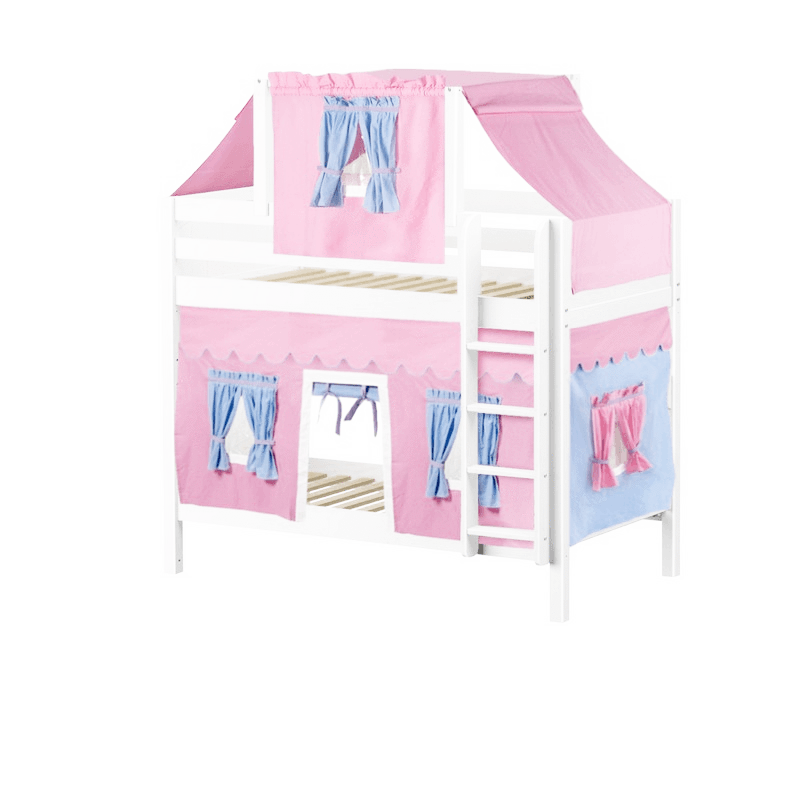 Maxtrix Twin Medium Bunk Bed with Straight Ladder, Top Tent + Curtain