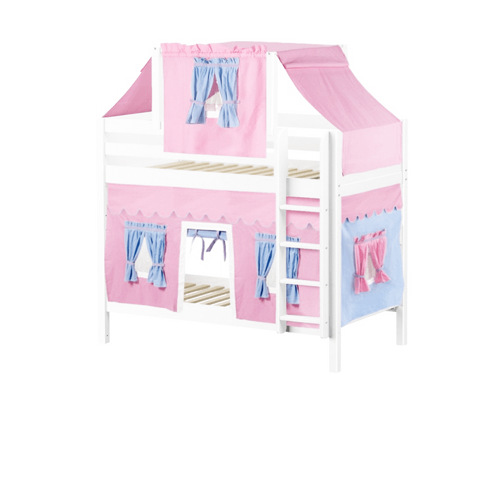 Maxtrix Twin Medium Bunk Bed with Straight Ladder, Top Tent + Curtain