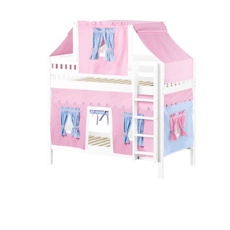 Maxtrix Twin Medium Bunk Bed with Straight Ladder, Top Tent + Curtain